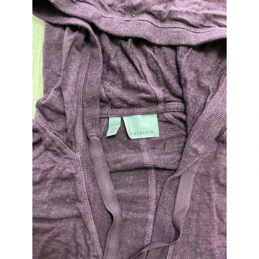 Athleta Hooded Women's Size XXS Maroon Purple Wrap Knit Long Sleeve Thumbholes